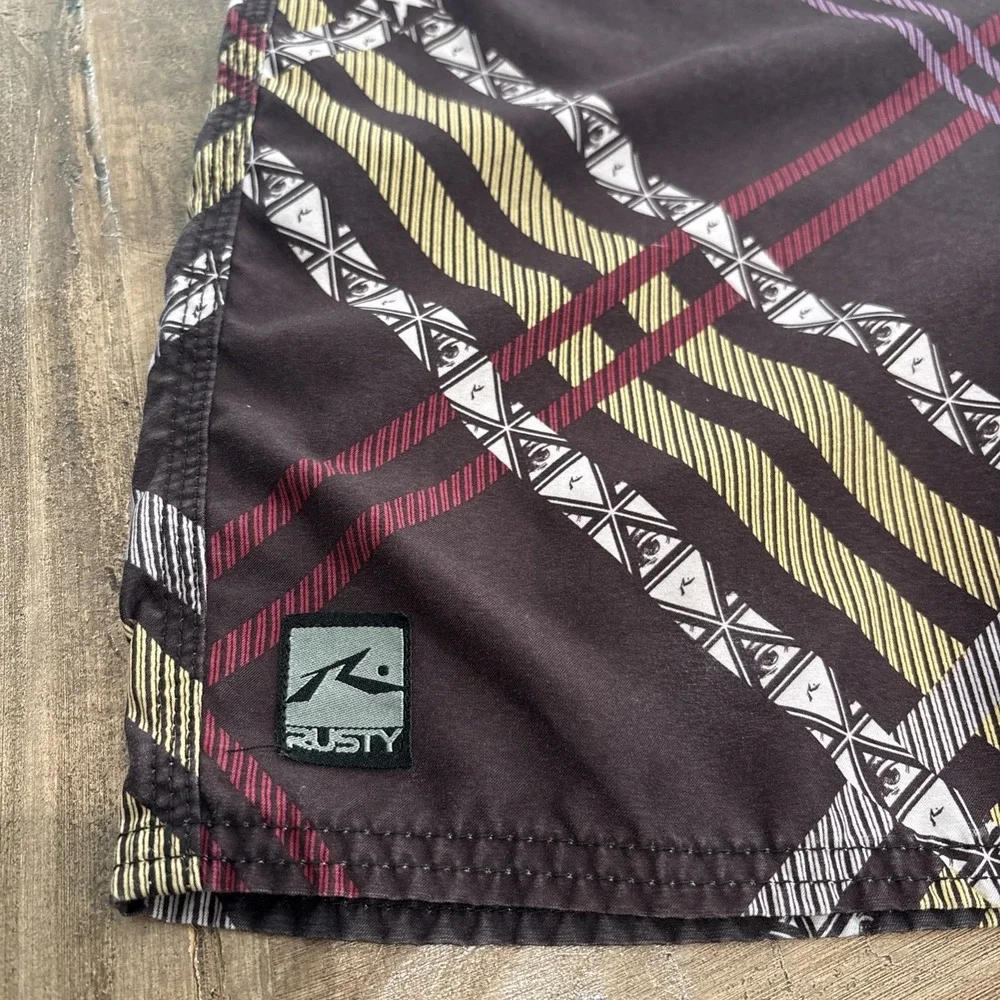 Rusty R Evolution Men's Board Shorts‎  Size 40 Multi Color Y2K